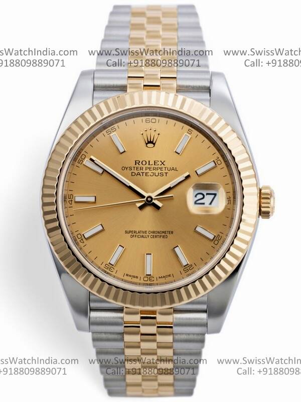 rolex datejust champagne swiss replica watch