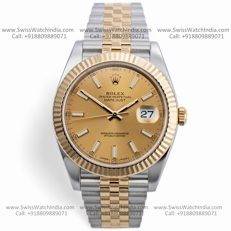 rolex datejust champagne swiss replica watch